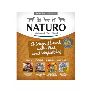 NATURO ADULT DOG TACKA 400 g – Kurczak i jagnięcina z ryżem i warzywami