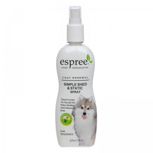 ESPREE SIMPLE SHED AND STATIC SPRAY 355 ml - Preparat zapobiegający elektryzowaniu się włosa, nadmiernemu linieniu i swędzeniu