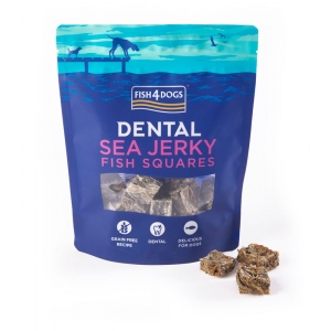 FISH4DOGS Dental Sea Jerky Fish Squares 115g - Przysmaki dentystyczne dla psa