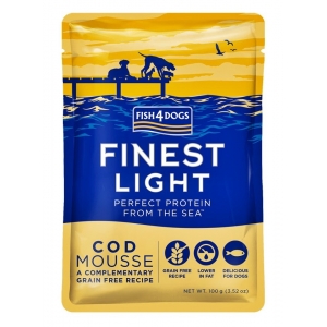 FISH4DOGS Finest Light Cod Mousse 100 g - Mus z Dorsza w saszetkach  dla psów z nadwagą