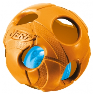 NERF DOG Piłka świecąca lluma-Action LED „M” pomarańczowa/zielona