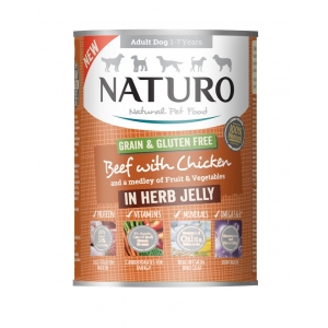 NATURO ADULT DOG GRAIN & GLUTEN FREE 390 g - Wołowina i kurczak w ziołowej galarecie