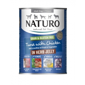 NATURO ADULT DOG GRAIN & GLUTEN FREE 390 g – Tuńczyk i kurczak w ziołowej galarecie